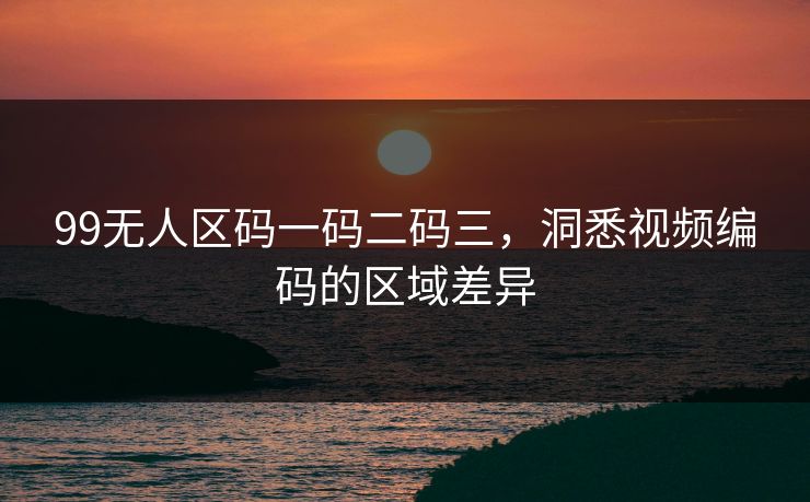 99无人区码一码二码三，洞悉视频编码的区域差异