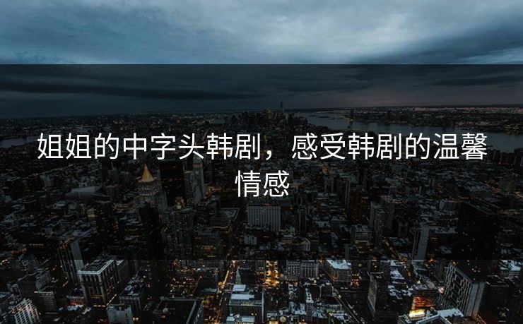 姐姐的中字头韩剧，感受韩剧的温馨情感