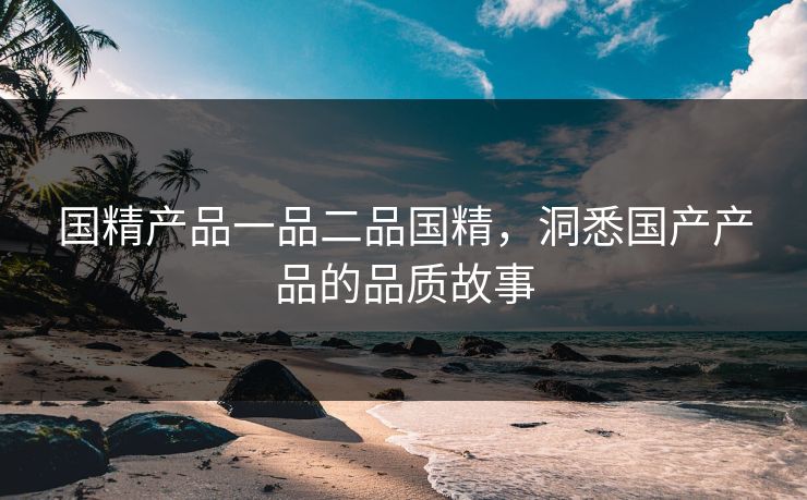 国精产品一品二品国精，洞悉国产产品的品质故事