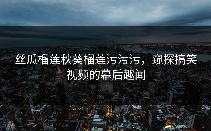 丝瓜榴莲秋葵榴莲污污污，窥探搞笑视频的幕后趣闻