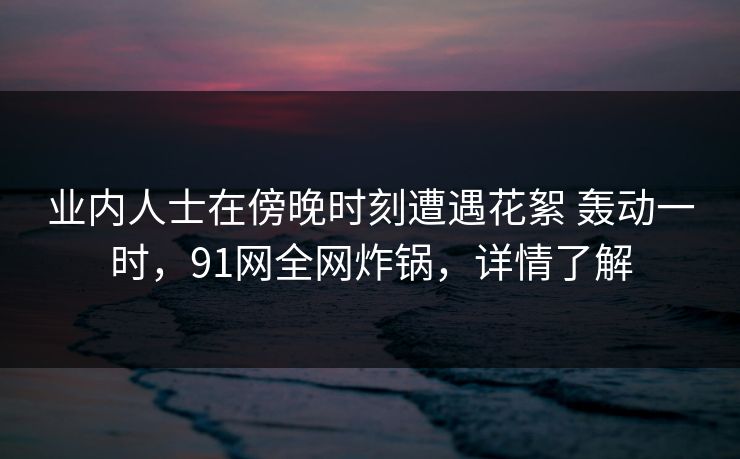 业内人士在傍晚时刻遭遇花絮 轰动一时,91网全网炸锅,详情了解 业内人士在傍晚时刻遭遇花絮 轰动一时,91网全网炸锅,详情了解
