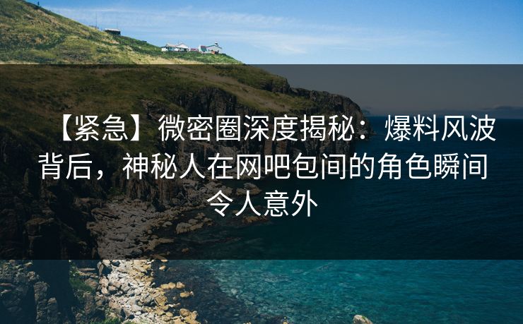 【紧急】微密圈深度揭秘:爆料风波背后,神秘人在网吧包间的角色瞬间令人意外 【紧急】微密圈深度揭秘:爆料风波背后,神秘人在网吧包间的角色瞬间令人意外
