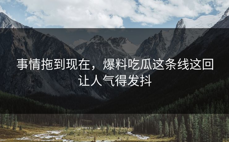 事情拖到现在，爆料吃瓜这条线这回让人气得发抖