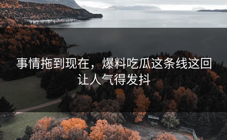 事情拖到现在，爆料吃瓜这条线这回让人气得发抖